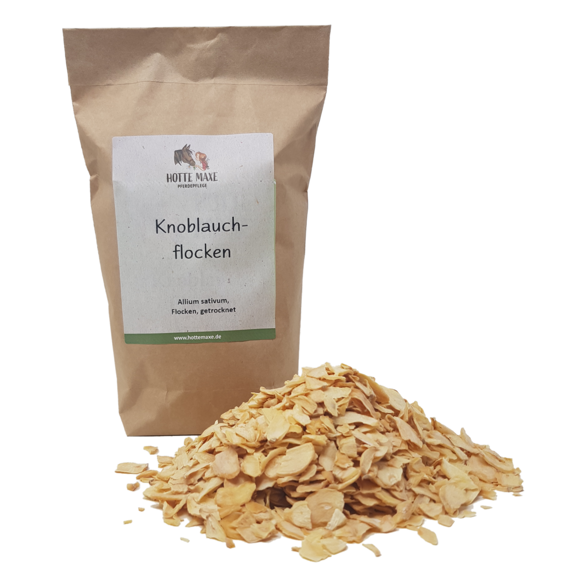 Hotte Maxe - Knoblauch-Flocken - universeller Futterzusatz Hotte Maxe - Knoblauch-Flocken - universeller Futterzusatz