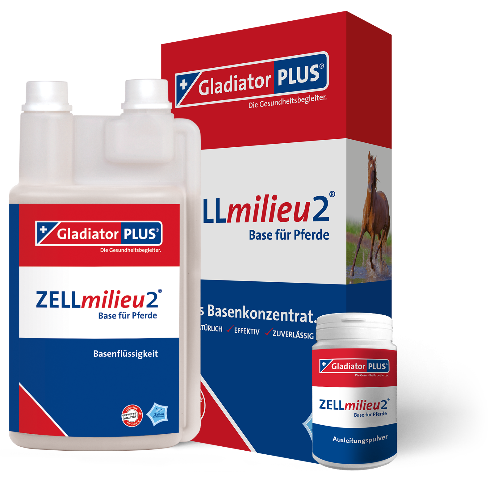 GladiatorPLUS - ZELLmilieu2 Base + Pulver für Pferde - Basenkonzentratsergänzung zu Gladiator PLUS