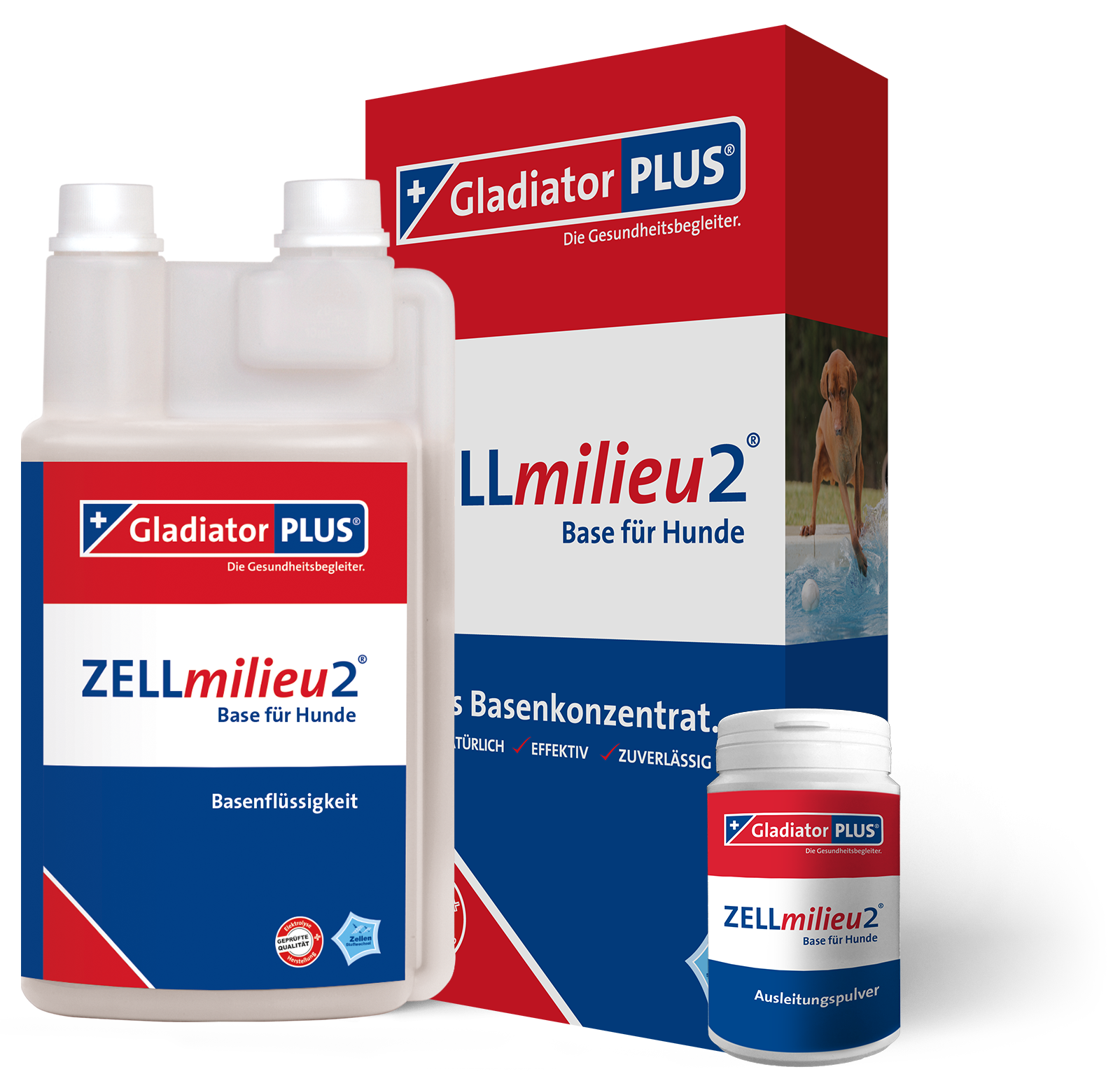 GladiatorPLUS - ZELLmilieu2 Base + Pulver für Hund - die Basenkonzentratsergänzung zu Gladiator PLUS