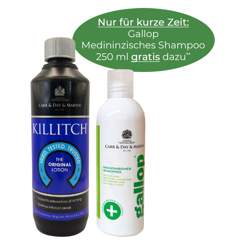Carr & Day & Martin - Killitch - beruhigende Hautlotion bei Juckreiz + Gratiszugabe Gallop Medizinisches Shampoo