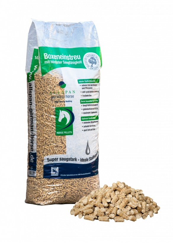 Allspan German Horse Holzpellets - gelenkschonende Matratzen-Einstreu für Pferde - extrem saugstark Allspan German Horse Holzpellets - gelenkschonende Matratzen-Einstreu für Pferde - extrem saugstark