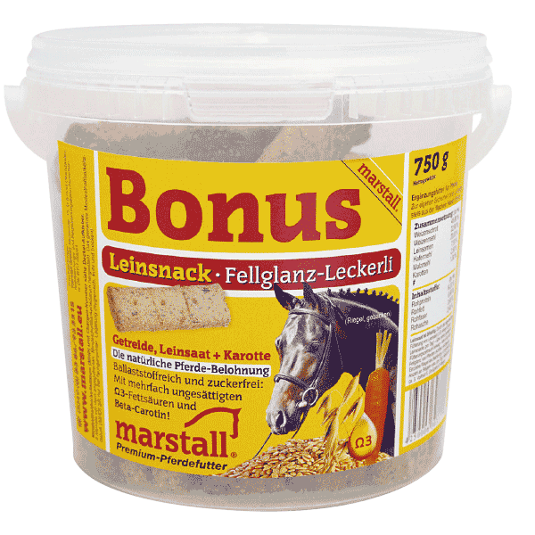 marstall - Bonus Leinsnack - Pferdeleckerli für den Fellglanz marstall - Bonus Leinsnack - Pferdeleckerli für den Fellglanz
